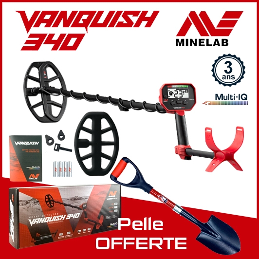 Detecteur de metaux pour debuter : le Minelab Vanquish 340 avec de nombreux accessoires de detection
