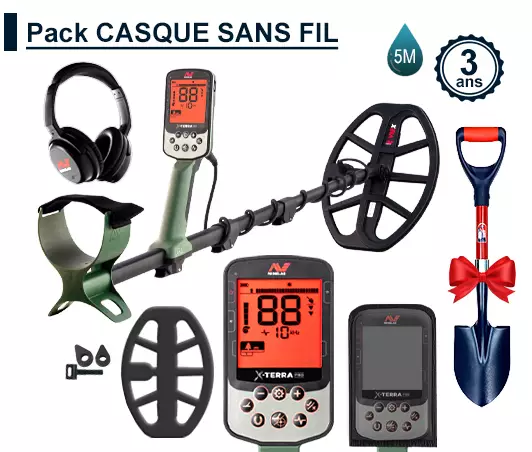 Minelab X-Terra Pro équipé du casque sans fil ML85 Minelab X-Terra Pro avec casque sans fil ML85