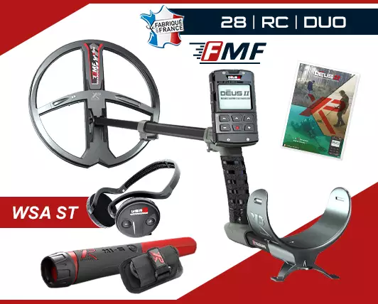 Détecteur XP Deus 2 RC équipé du disque 28FMF et du Pack Duo Access XP Deus 2 RC équipé du disque 28 cm et du Pack Duo Access